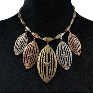 EL Erica Lyons Necklace Multi Color Gold Silver Copper Statement Boho Style Adju